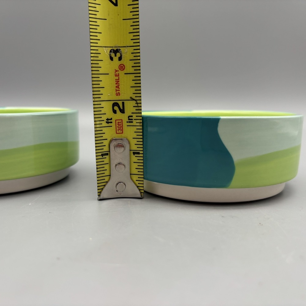 Top-Paw Blue-Green Ceramic Pet Bowl Rubber Grip Dishwasher Safe 4"  Set Of 2 - Picture 7 of 7
